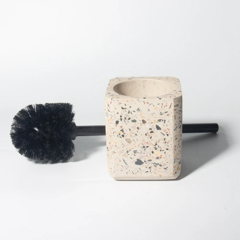 Terrazzo concrete 4-Pieces toilet decoration Bathroom Accessories Set cement home Bathroom Set with soap dispenser tray
