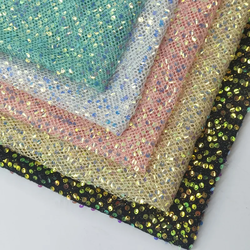 Durable New Product 5mm Transparent Bead Lace 100% Polyester Sequin Fabric for Stage Designer