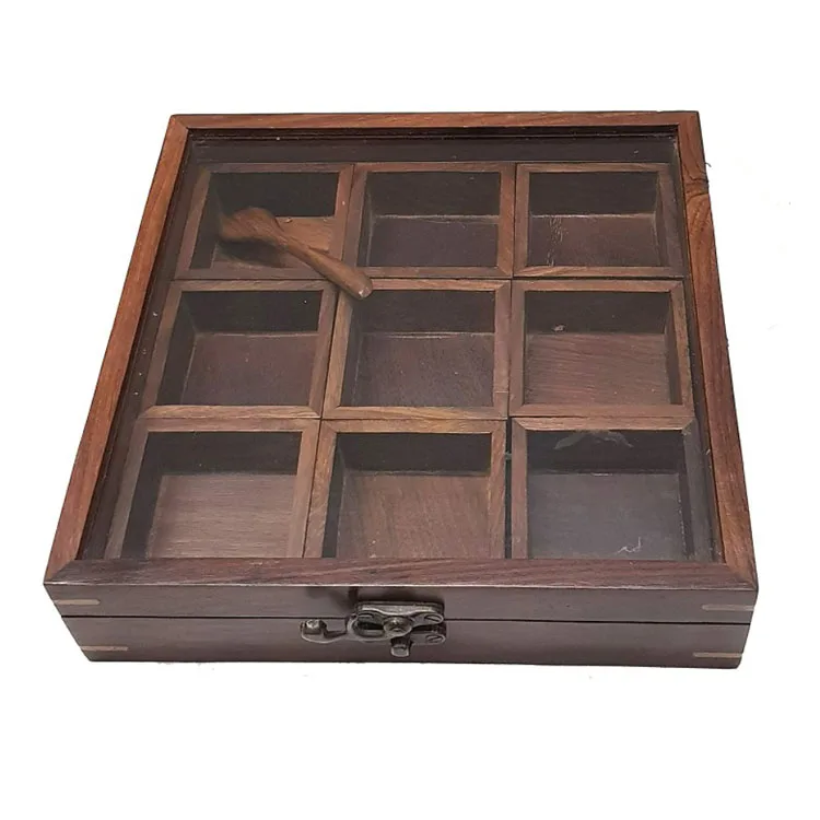 Wooden Spice Box Kitchen & Dining Great 9 Spices storage Boxes