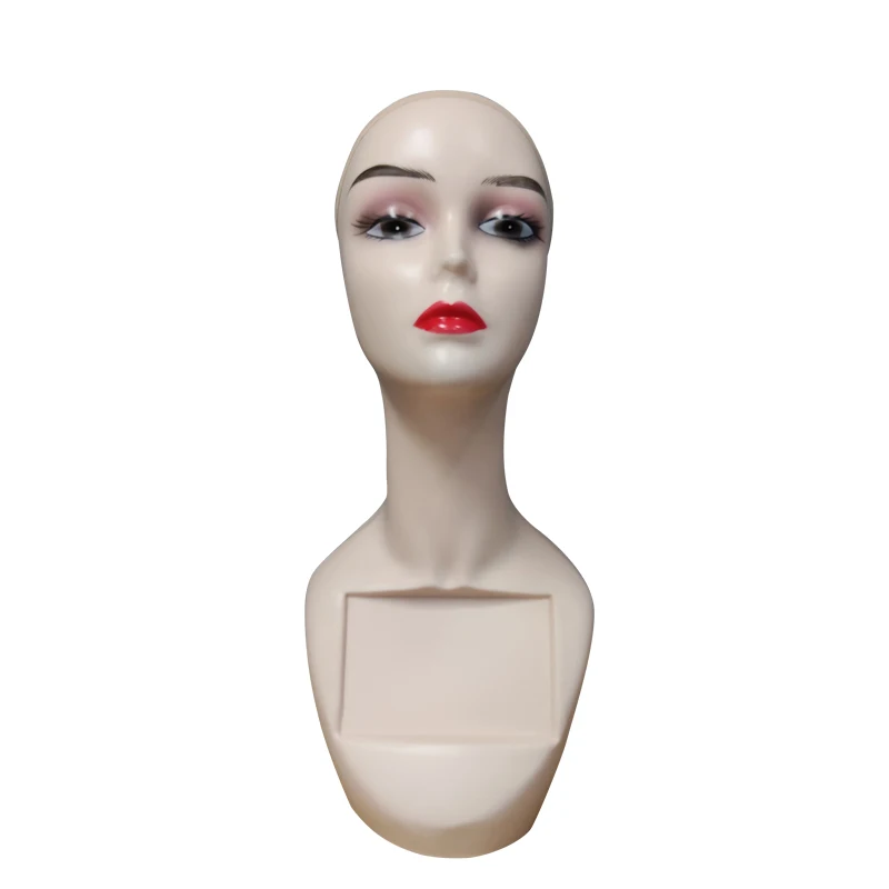 Оптовая продажа по индивидуальному заказу, недорогой новый парик, дисплей головы, реалистичный женский макияж, лицо, черный манекен, голова с плечами
