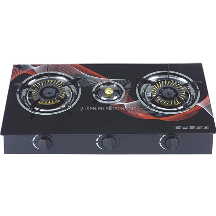 Настольная газовая плита с 3 горелками и закаленным стеклом, Прямая продажа с завода