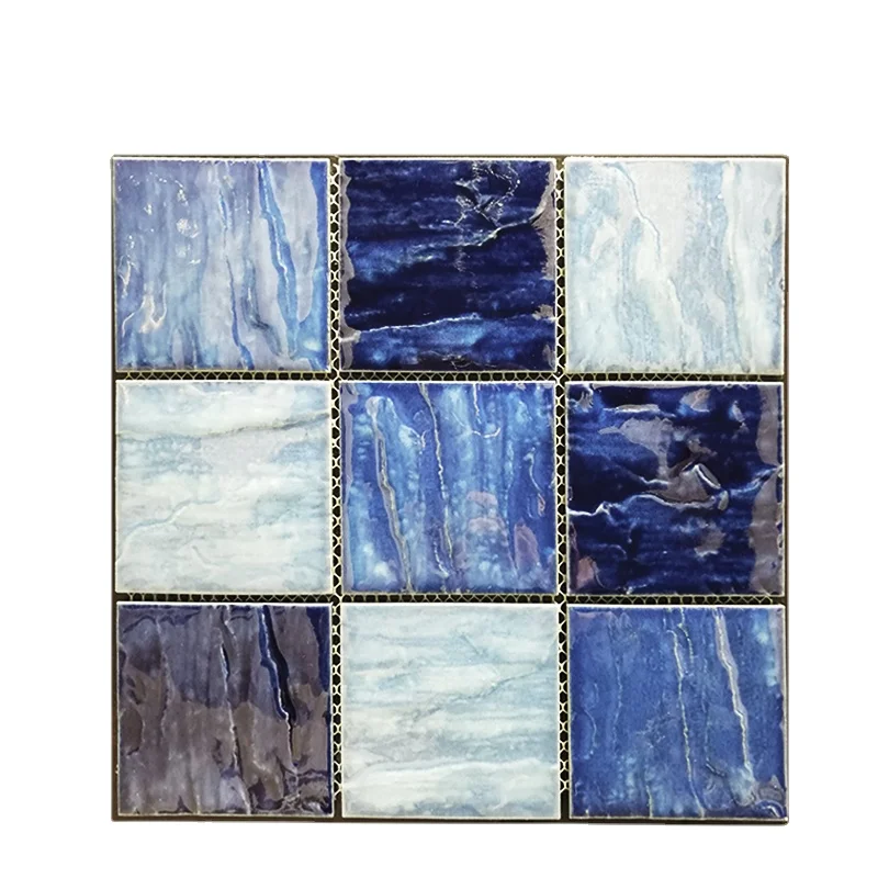 Blue series ceramic big size swimming pool tile 100x100mm