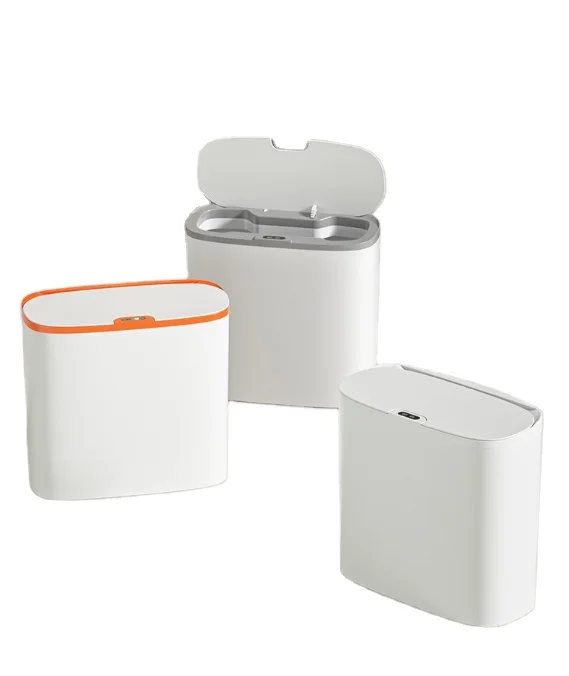 14L Bathroom Trash Can with Lid, Slim Smart Automatic Touchless Garbage Can,  Sensor Waterproof Plastic Trash Bin