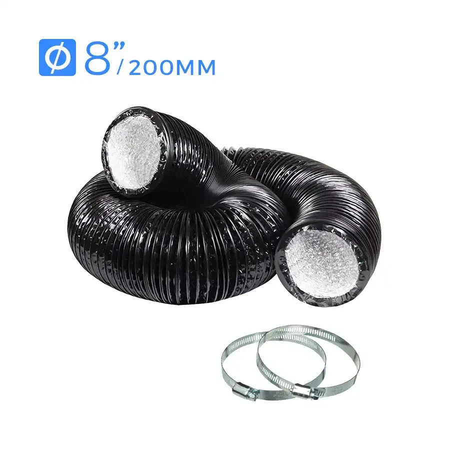 2024 US Stock Black Ducting 12 Inch Combi PVC Ventilation Air Hose Ducting For Ventilation