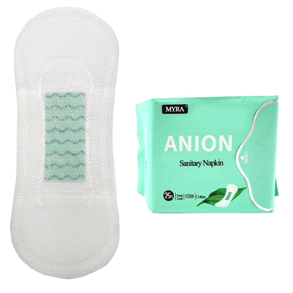 MYAR Private Label Custom Package Anion Panty Liners 155mm Feminine Mini Sanitary Pads