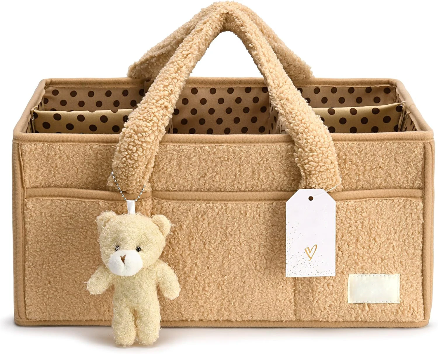 Portable Teddy Velvet Baby Diaper Caddy Organizer New Design Nursery Diaper Storage Basket for Changing Table