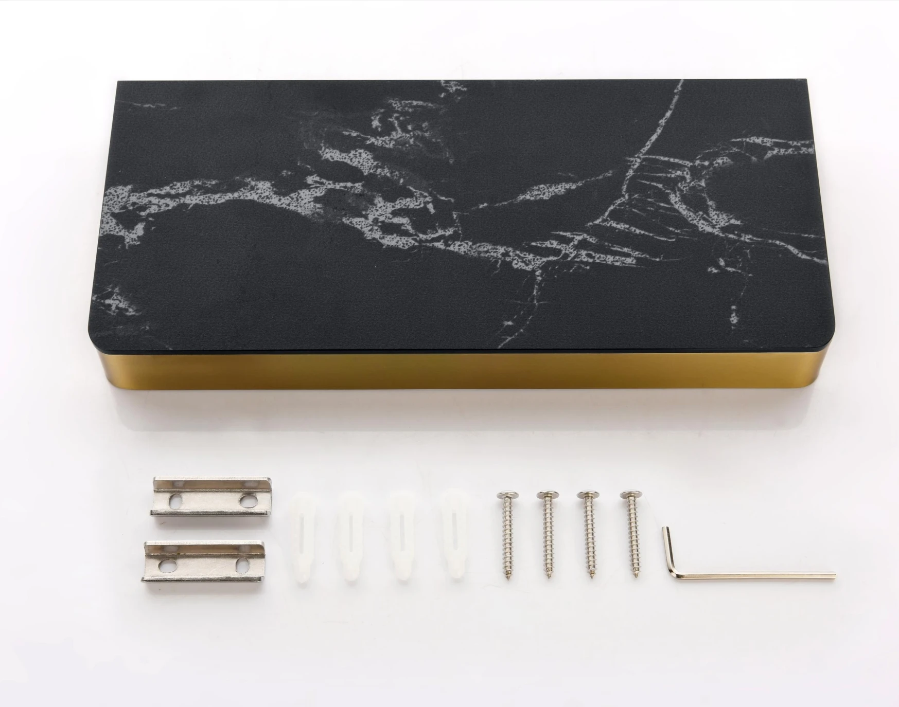 Duxini unique design marble brushed gold stainless steel wall mounted corner toilet single tier bathroom shelf