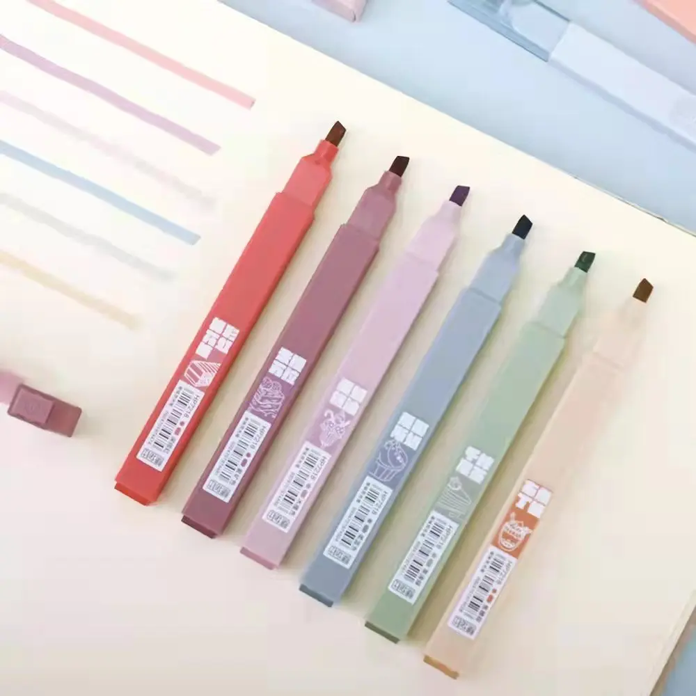 Suppliers Custom New Design Premium Fluorescent Rainbow Color Dual tip pastel Markers and Square Highlighters Pen