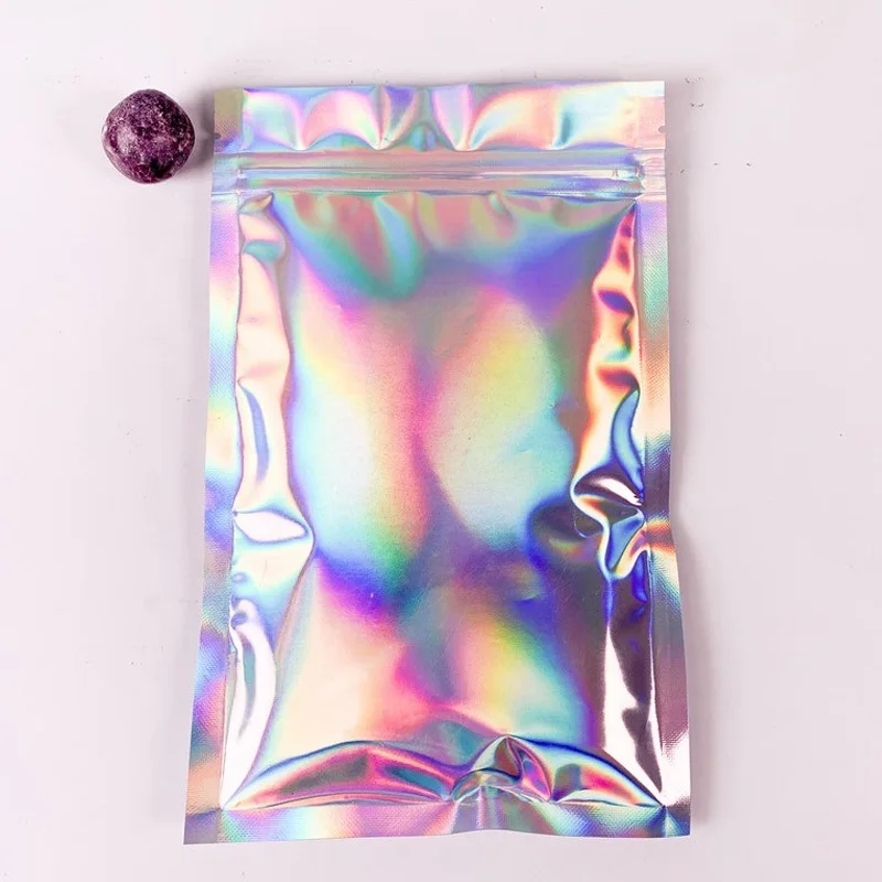 Cosmetic Laser Bag Packaging Holographic Clear Small Printed Reusable Custom Plastic Ziplock Bags