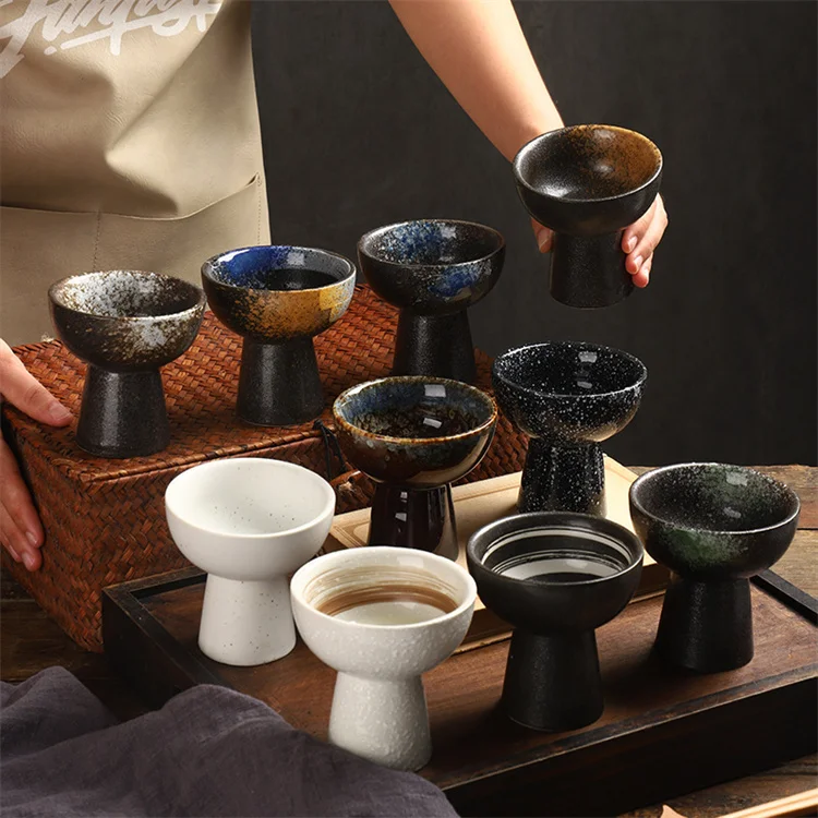 Harmony High Feet Ceramic Ice Cream Bowl Pudding Bowl Thick Soup Bowls Restaurant Specialty Tableware