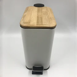Bamboo Lid Rectangle Shape  Waste Bin 5L