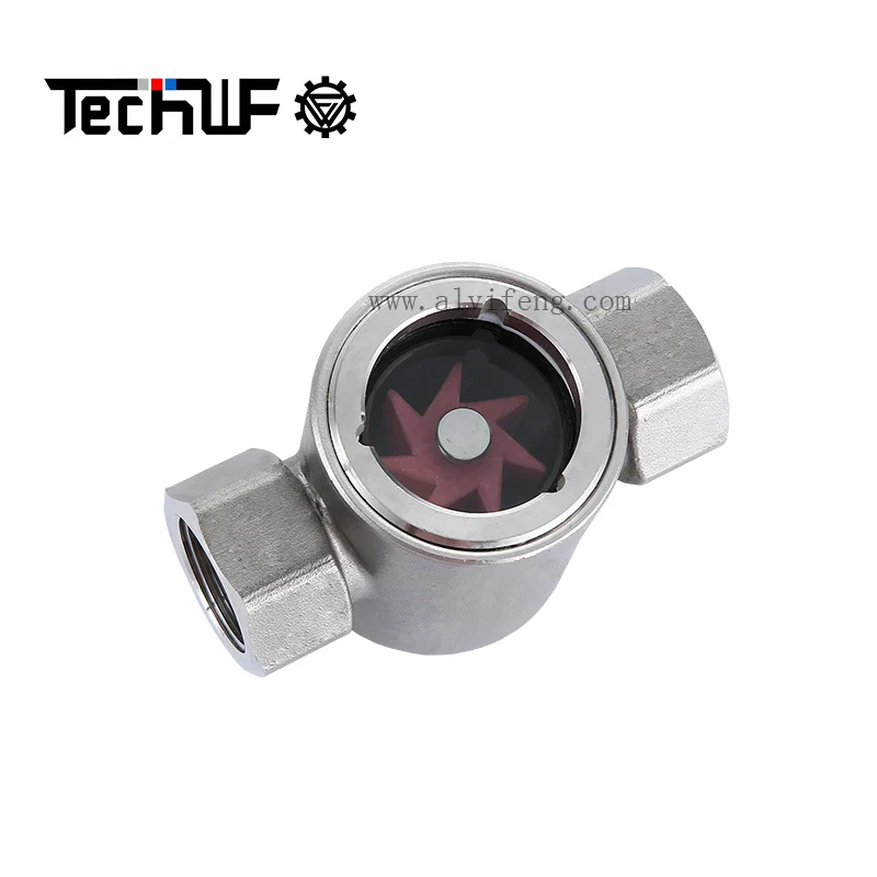 SS304 Threaded Water Flow Indicator Dual-Purpose Impeller Oil Flow Indicator