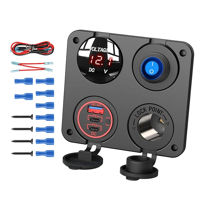 Custom Mini 90W USB Car Charger Socket Quality Dual PD+QC3.0 New Design with Waterproof Toggle Switch for iphone 16