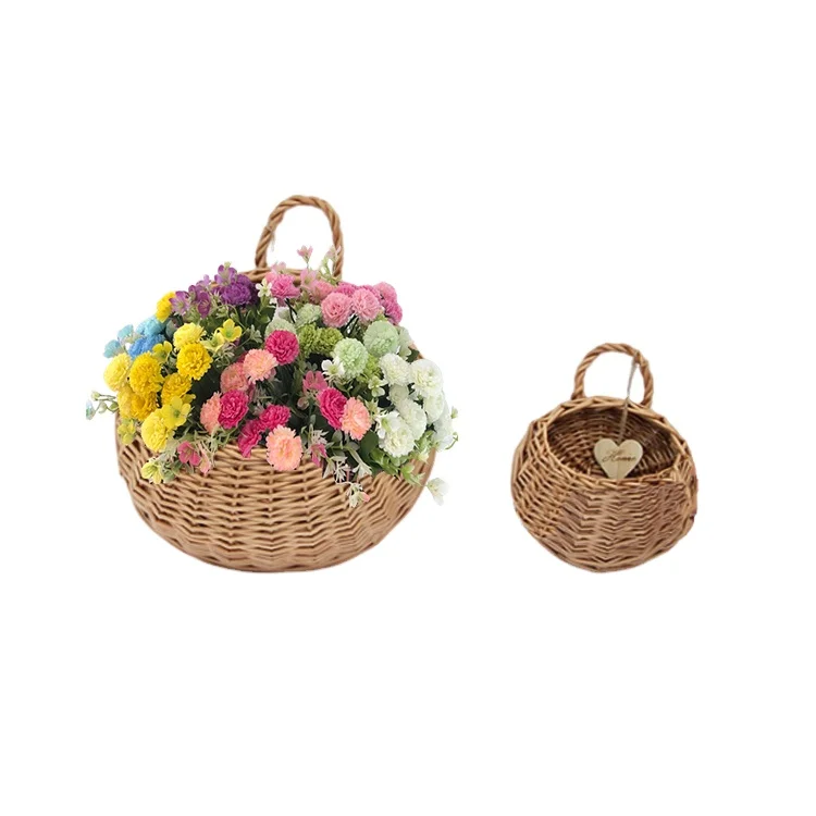 China Factory Round Rattan Rectangular Storage Baskets Garden Flowers Weave Woven willow garden hanging baskets
