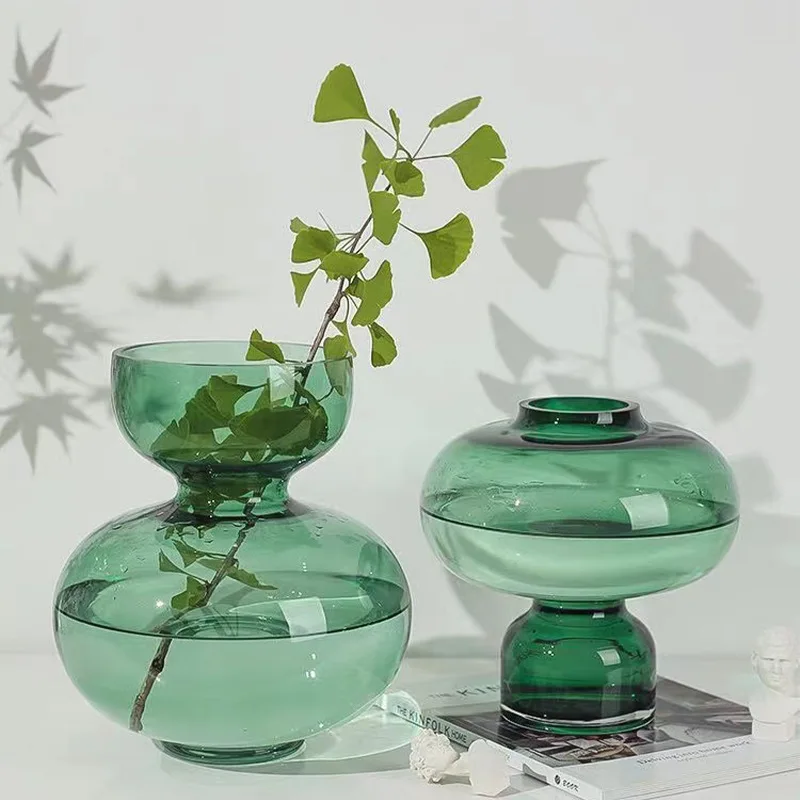 Wholesale  glass vase for flowers large clear green black decorative coloured glass vase