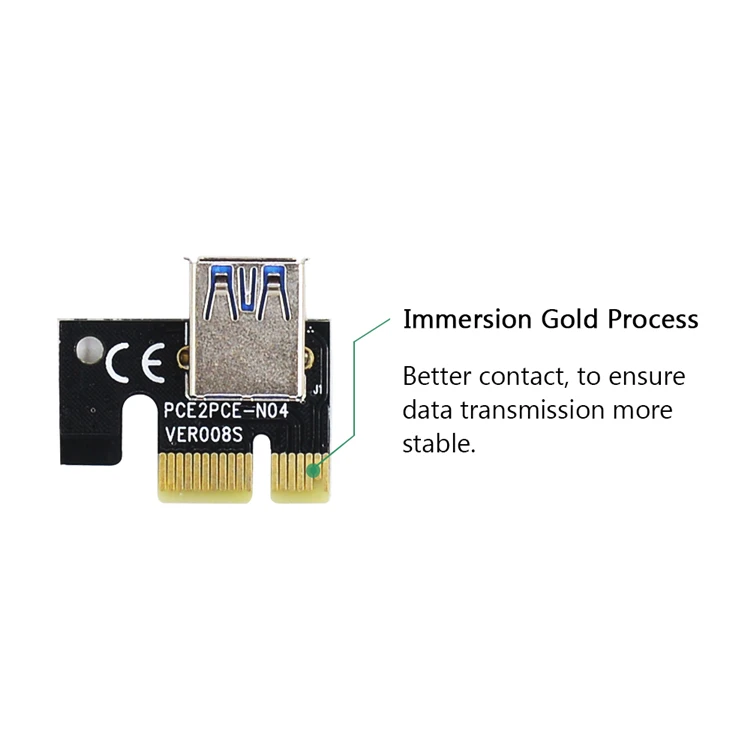 Ruicorp GPu Risers 010S Plus Card Adapter PCI-E 1X to 16x Gpu 6pin Pcie Riser Ver 010 with LED