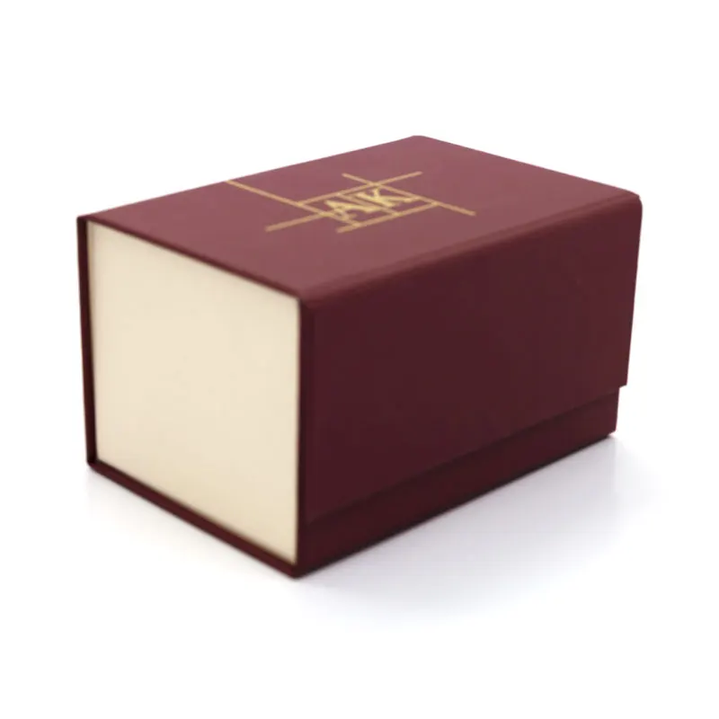 Custom Small Red Color Collapsible Paper Packaging Box Flap Top Folding Gift Box With Hop Stamping and Soft Touch Lamination