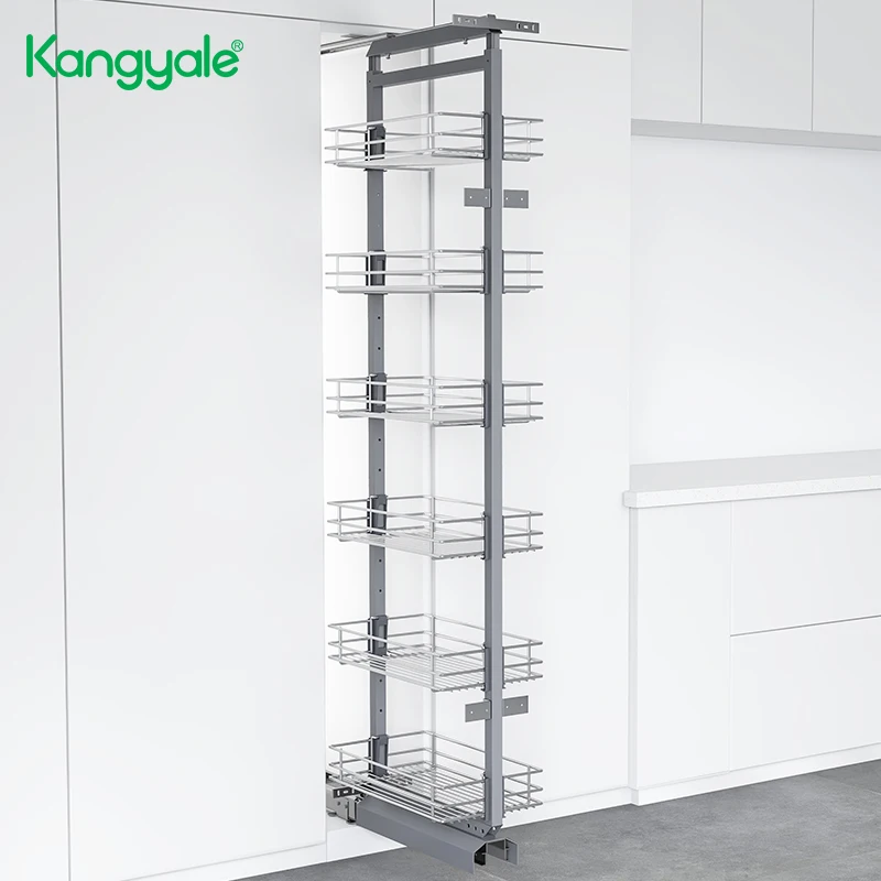 Kangyale Guangzhou Morden Tall Pantry Unit Chromed Wire Storage Basket Pantry Organization And Storage for Kitchen