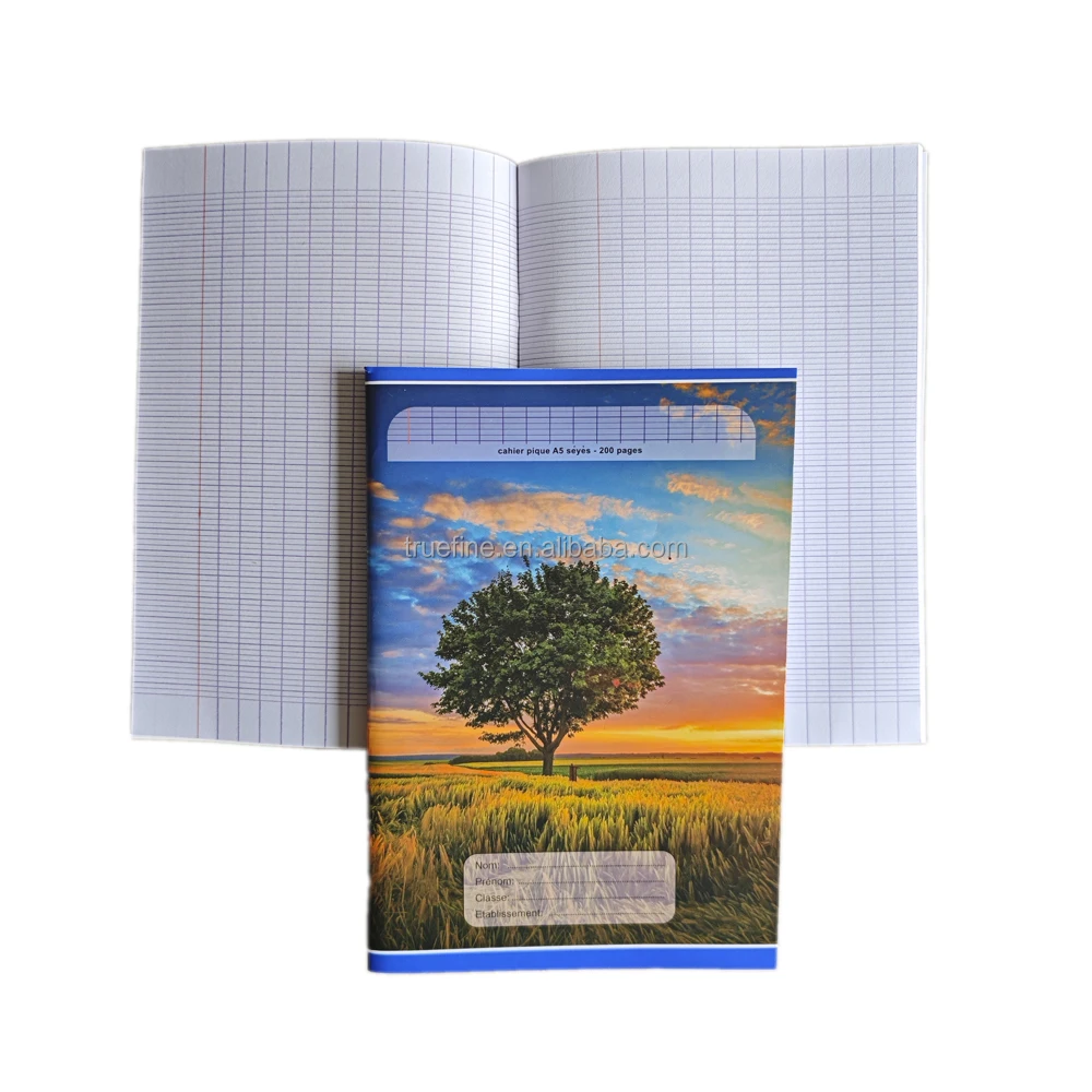 Customized notebooks Africa School student exercise book A5 cahier 100/200/300 pages grand format with French Line Rule