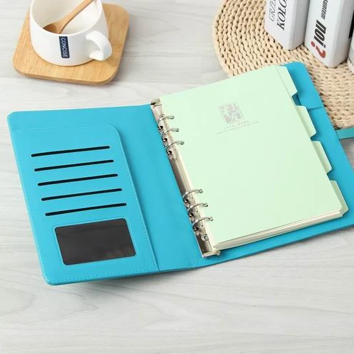 Premium A5 thermo PU hard cover custom spiral ringbinder journal notepad notebook with lock