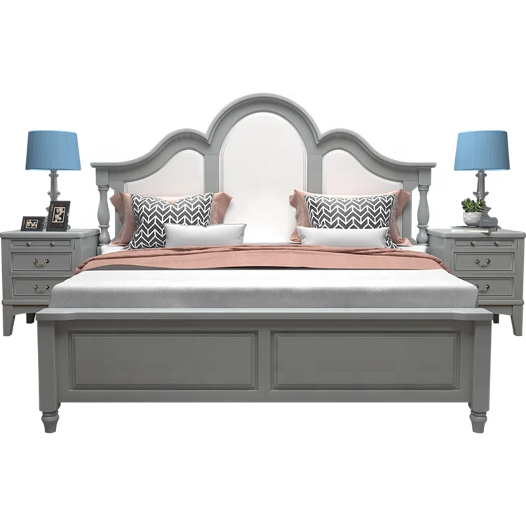 
Bedroom Furniture Modern Design Mahogany Solid Wood Adjustable Height Double Bed Mattress Custom Size 