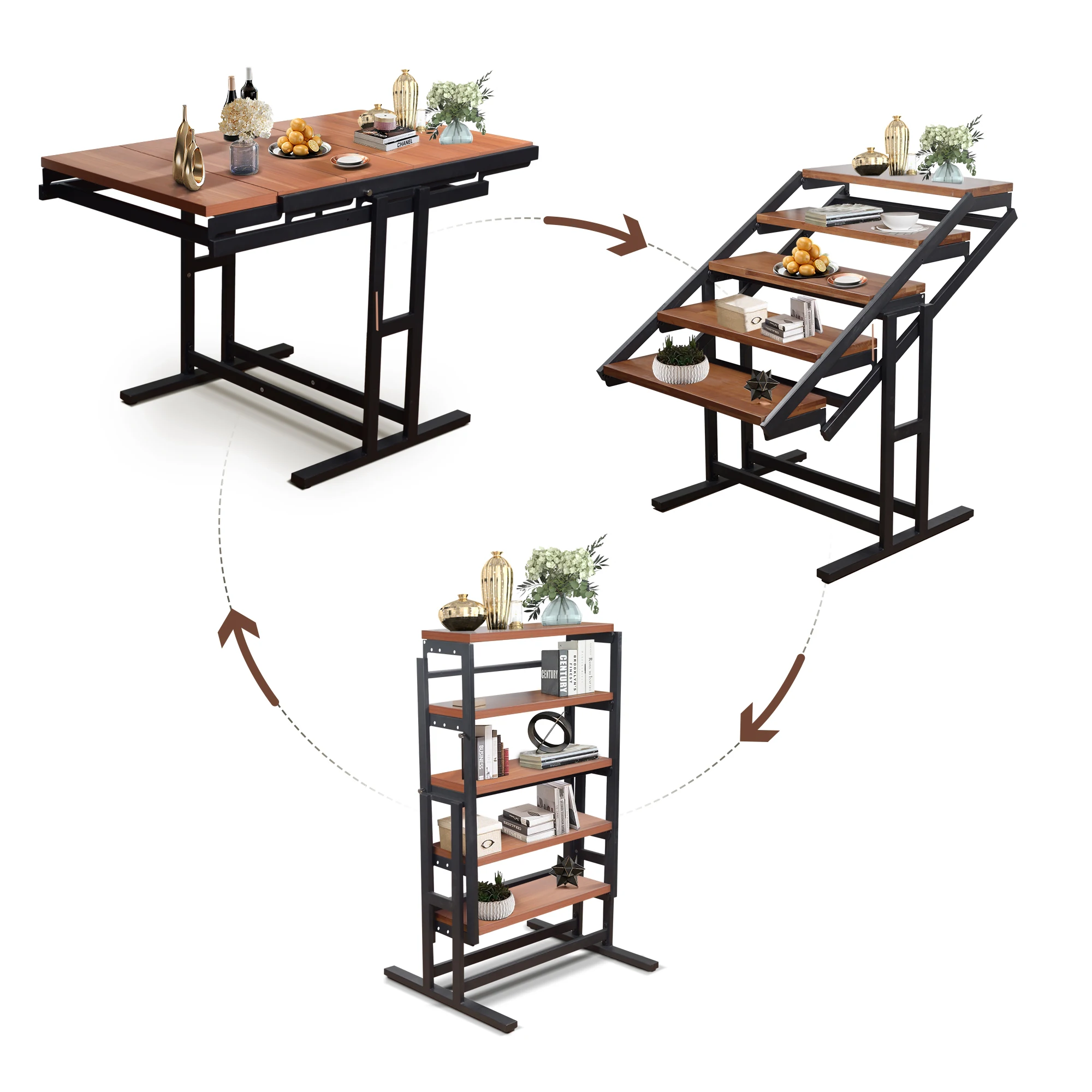 Table and stand shelf together for one waterproof mahogany desktop easy to use with large space for items