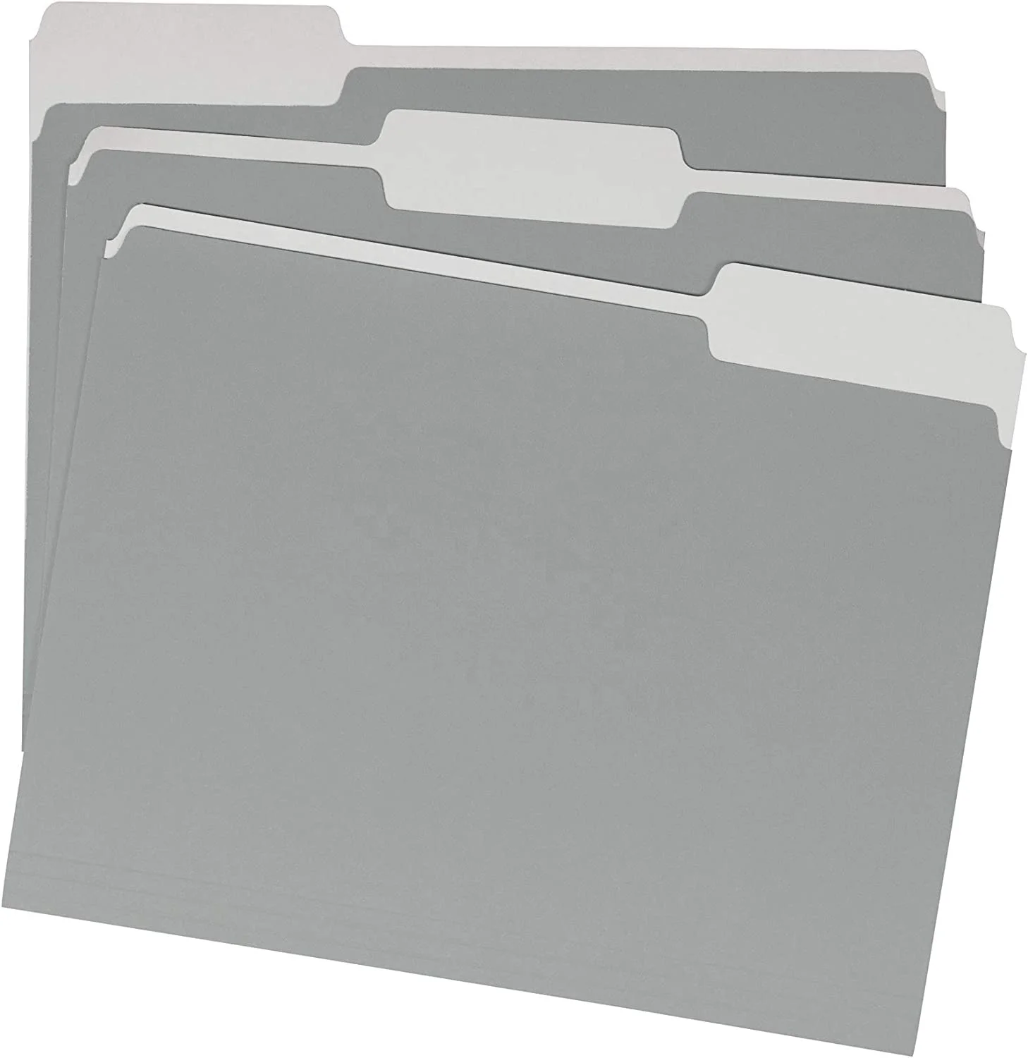 File Folders Letter Size 1/3 Cut Tab Gray 36 Pack Paper Folder Lighter colored interior surface makes it easier to find