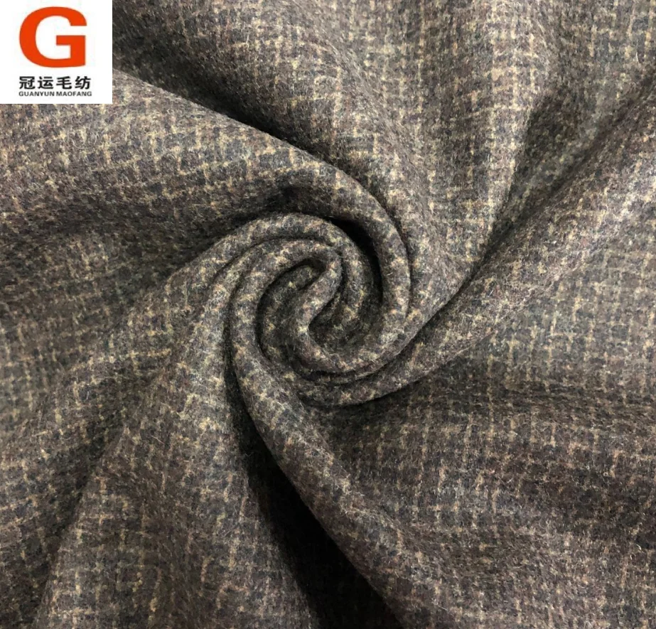 High quality winter woolen italian tweed wool cashmere flannel woven fabric for coat
