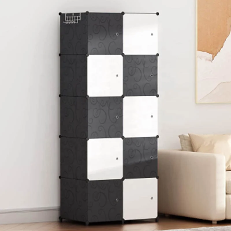 DIY plastic cabinet assembled stackable waterproof storage wardrobe clothes almirah