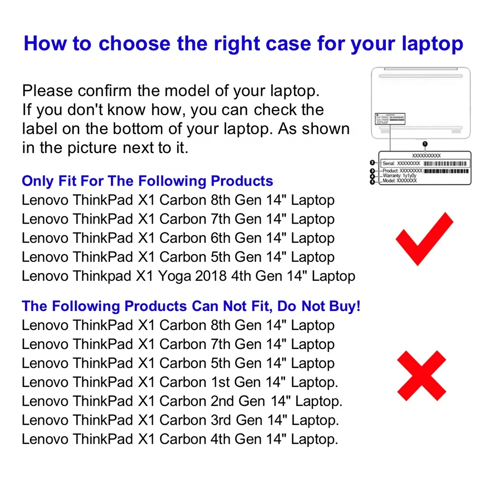Чехол для ноутбука 14 дюймов Thinkpad X1 Carbon 8th / 7th 6th 5th Gen и ThinkPad Yoga 5 4th