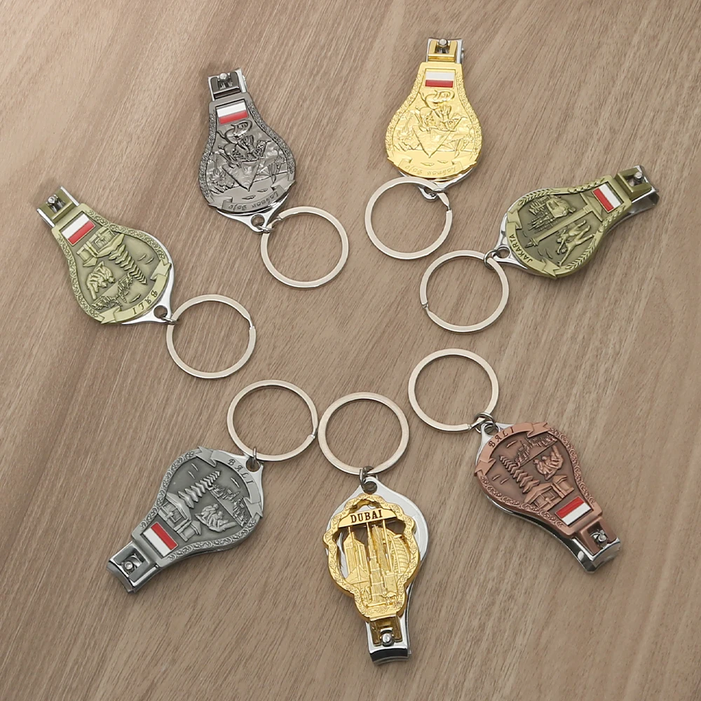 Custom Metal Tourist Souvenir Nail Clippers Keychain Personalizado Nail Scissors Key Ring Holder Accessories