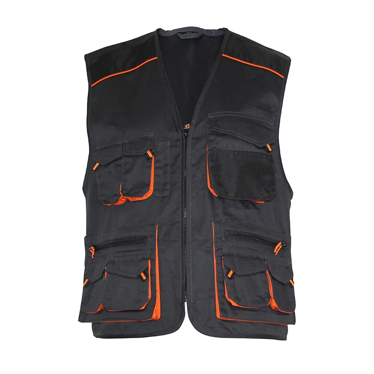 2022 custom print logo men work cargo photographer black mesh utility vest