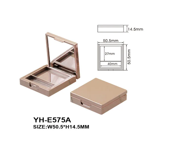Square empty powder compact case 2 colors eye shadow palette blush with mirror