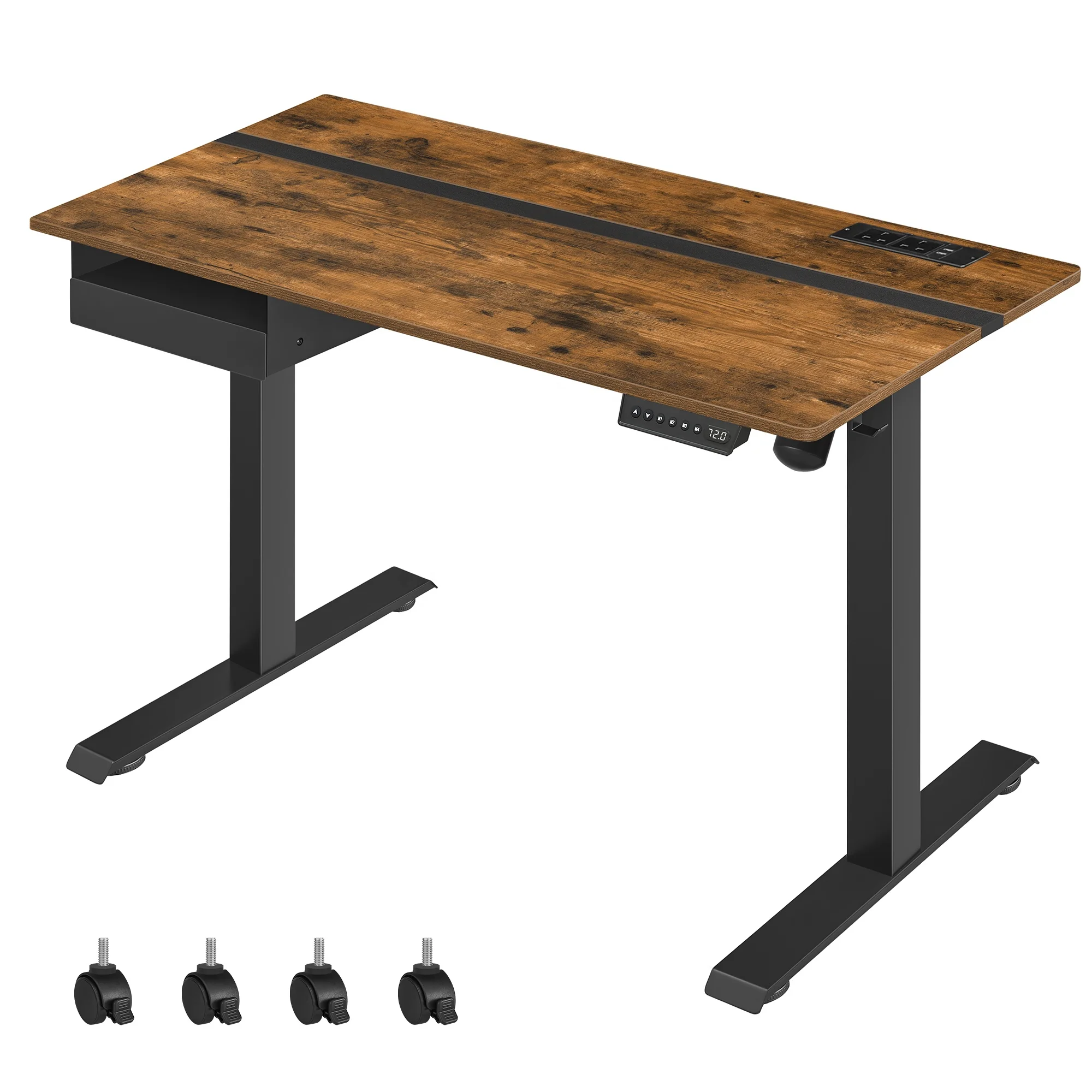 VASAGLE ODM/OEM Height Adjustable Lifting Smart Office Table Motorized Standing Desk Electric Desk with Socket and Drawer