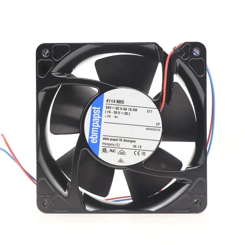 Ebmpapst 4114NH3 4114NH4  4114NH5  24V DC 19.5W 0.8A 119*119*38mm 12cm Axial  Cooling Fan for Transmitter Inverter