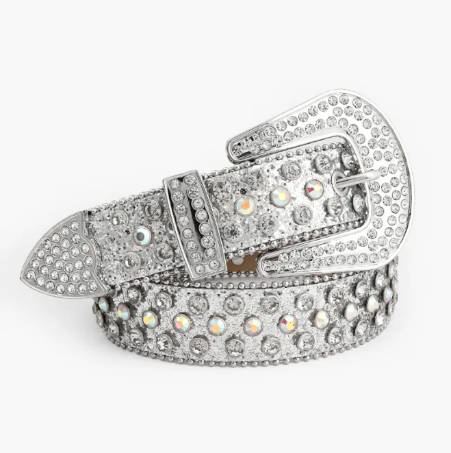 2024  Western Style Pearl Rhinestone  Crystal Belt Buckle Luxury Rhinestone Belts for Men and Women