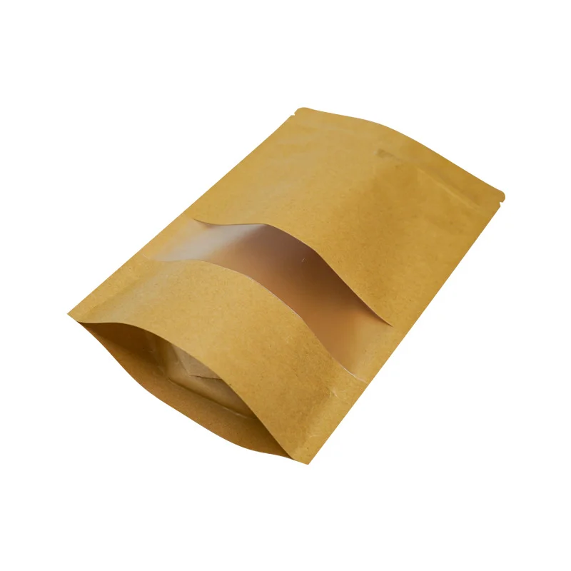Heat Sealed Recyclable Brown Kraft Paper Pouch Paper Gift Bag Paper Bags and Box for Clothing Jewelry Packaging