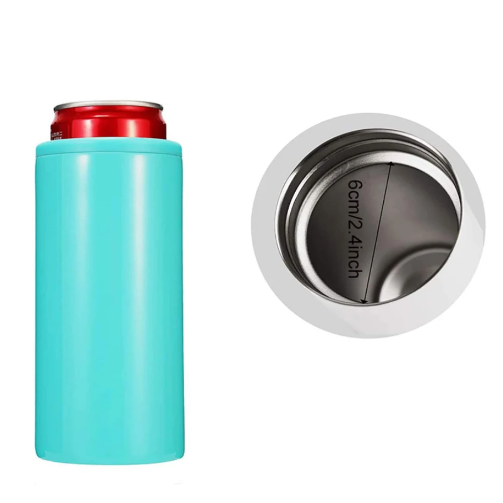 Stainless Steel Double Wall Vacuum Insulator Slim Skinny Can Cooler for 12oz Slim Cans  keep cold drink bottle coke cans