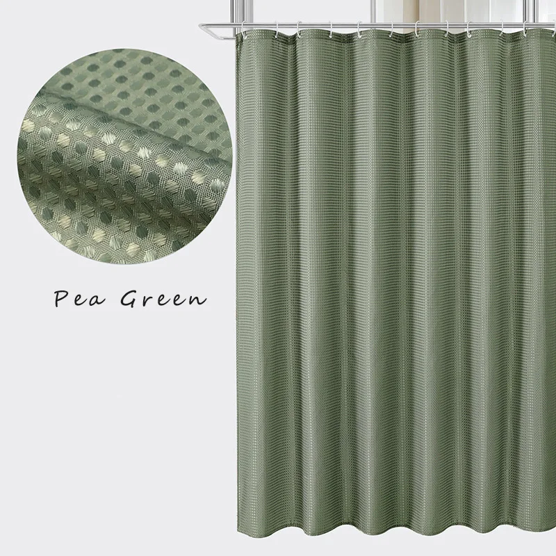 Wholesale Custom Solid Color Waffle Design Polyester Hotel Shower Curtains Modern Bathroom Waterproof with Rings