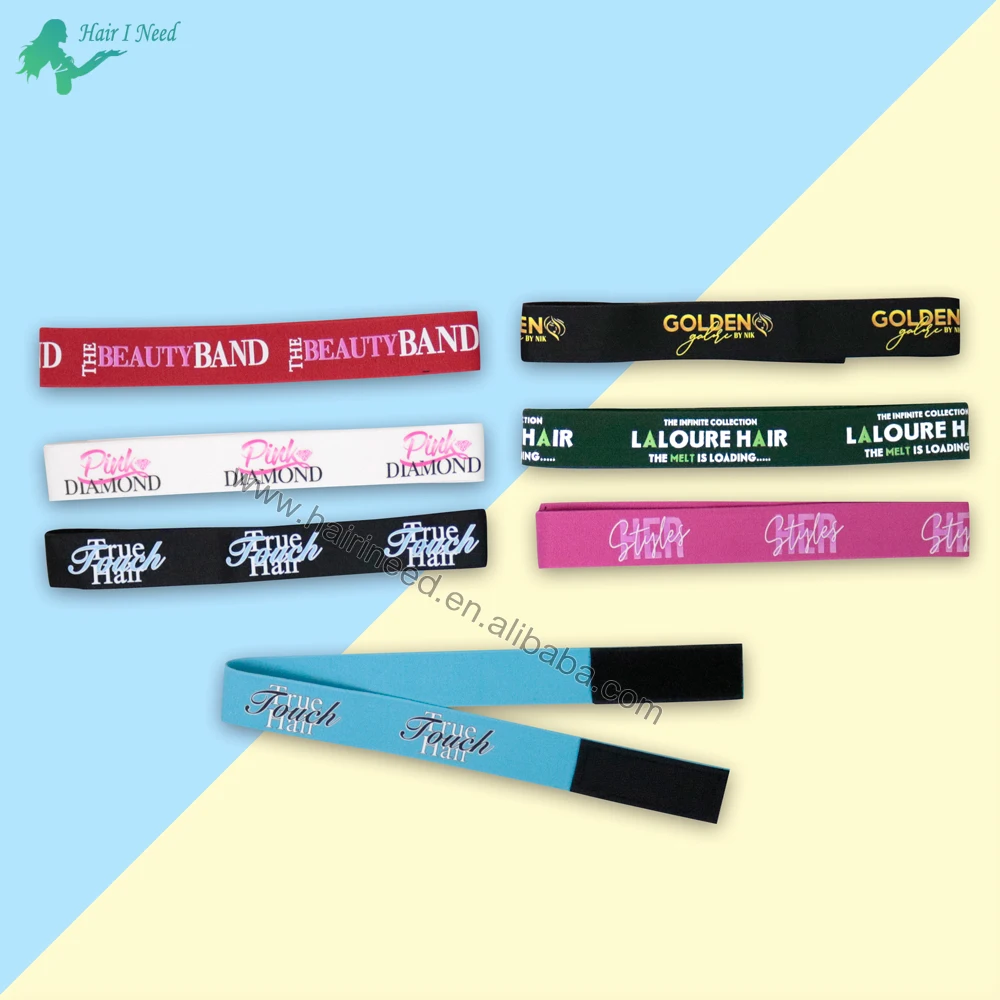 Custom Logo Adjustable Custom Elastic Band for Lace Hair Lace Melt Band Designer Elastic Bands for Wig Lace Hairbands