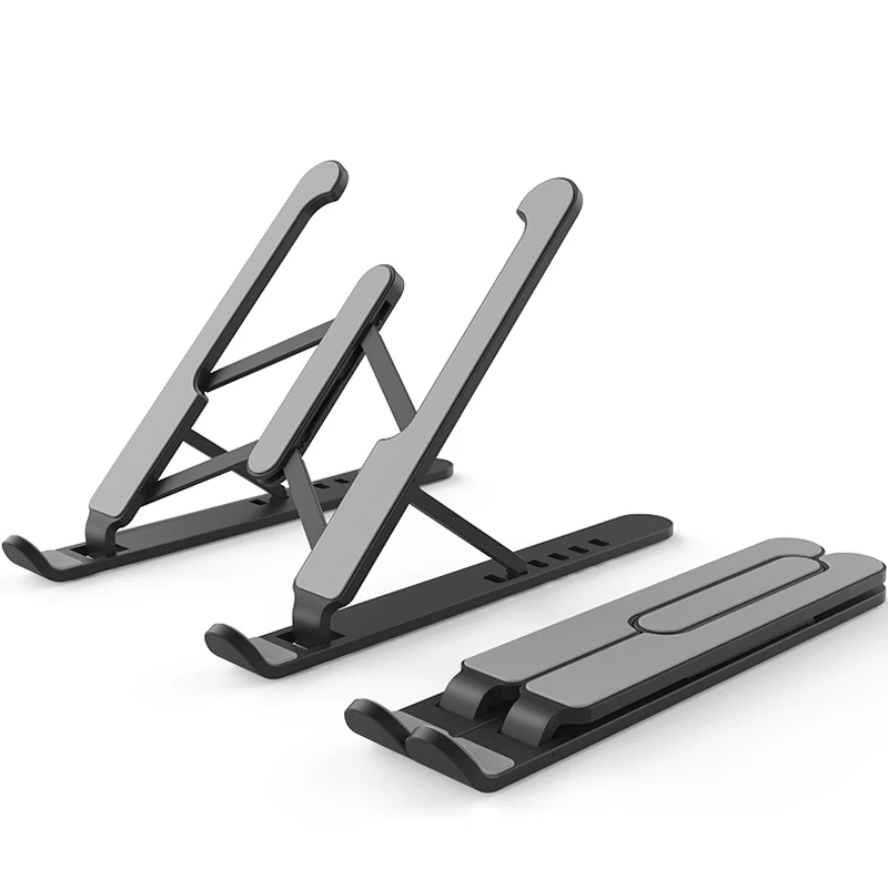 Multi-angle adjustable plastic laptop stanergonomic sit to stand lapd  foldable portable desktop notebook stand for bed and sofa