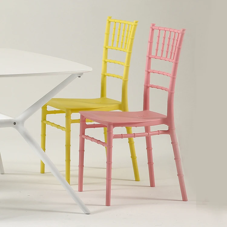Factory lowest price hotel resin acrylic Tifany chivari chairs plastic party wedding chair for events wedding party
