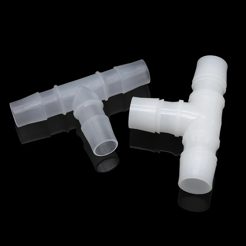 White T Shaped Pipe Fittings Equal Plastic PP PE 3 Ways Hose Tube Barbed Reducing Tee Garden Water Connector