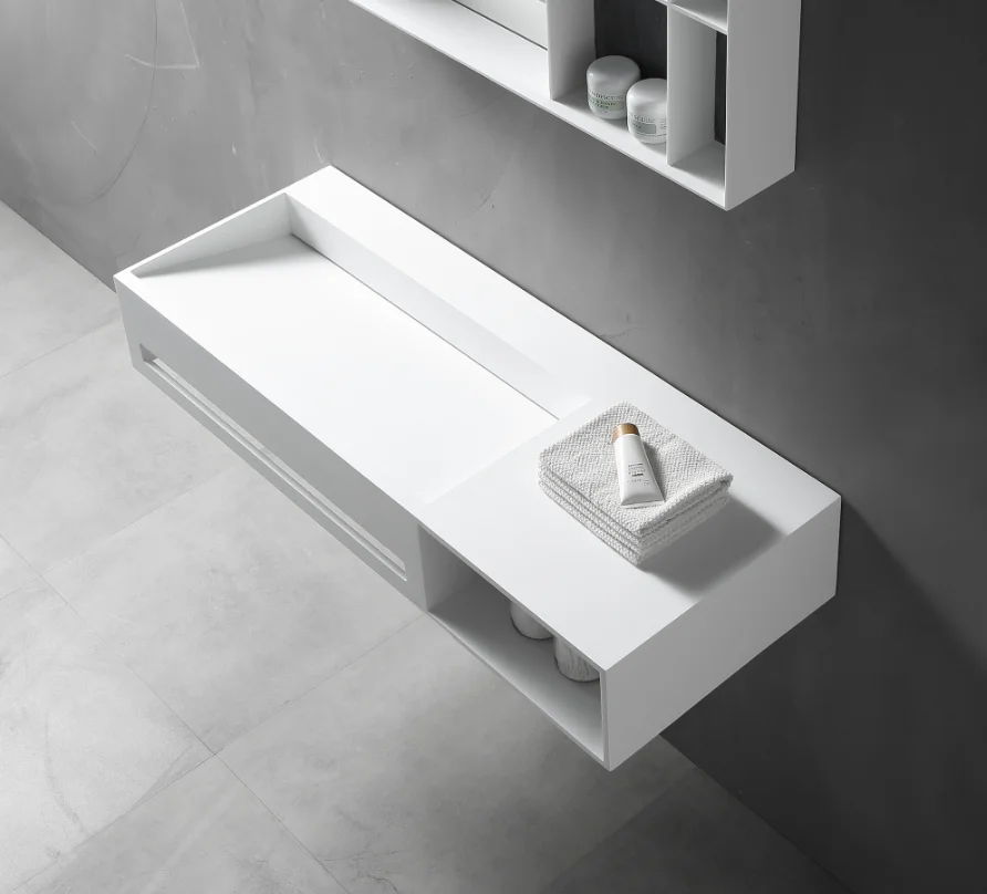 
Wall hung solid surface artificial stone acrylic bathroom sink for hotel 