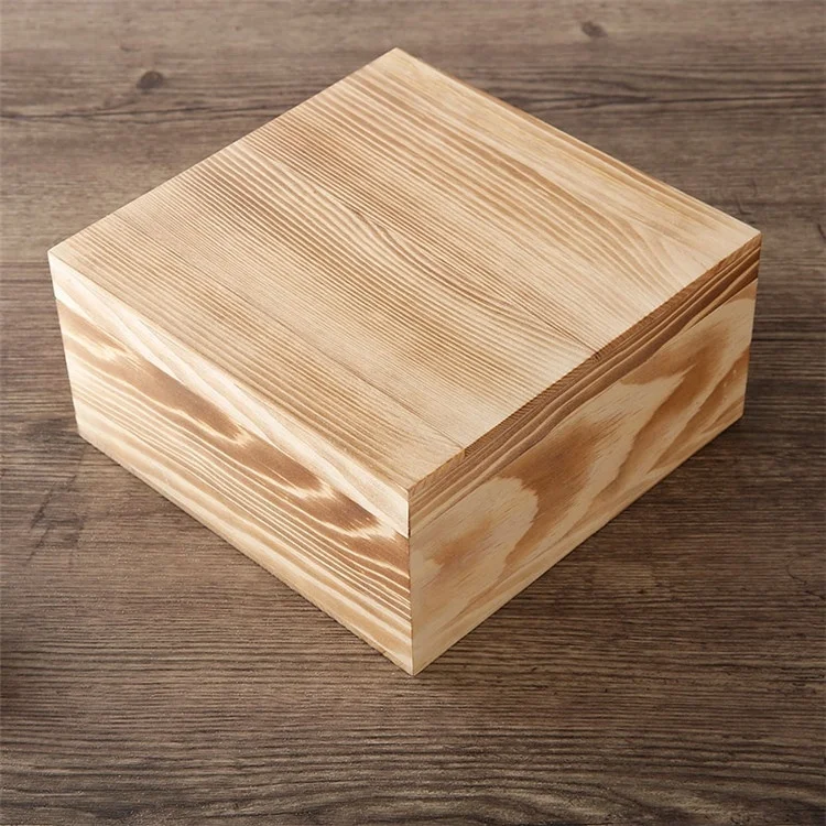 Custom Logo Cheap Wooden Box Hinge Lid Solid Pine Wood Keepsake Gift Boxes Wood Storage Box