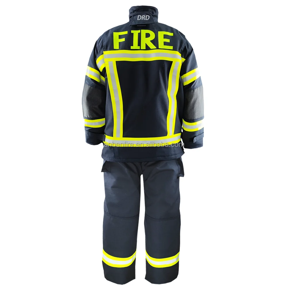 NFPA 1971 Europe Standard CE EN469 4 Layers Aramid Nomex IIIA Navy Blue Firefighter Turnout Fire Fighting Suit