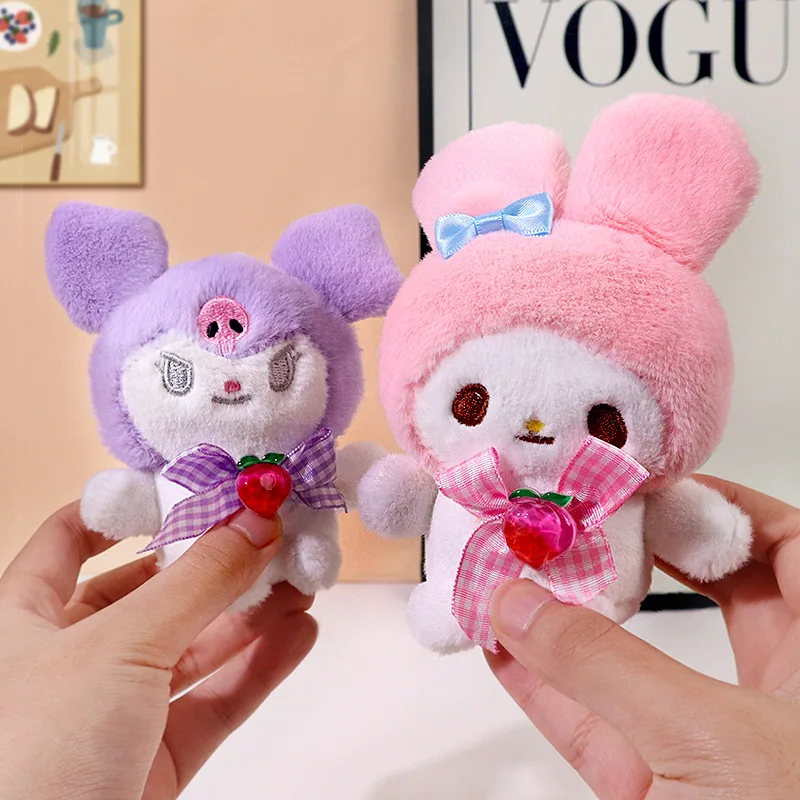 Маленькая плюшевая игрушка Kawaii Sanrioed милая персиковая кукла Kulomi Melodi cinnamolololl Pompompulin мягкая в виде животного