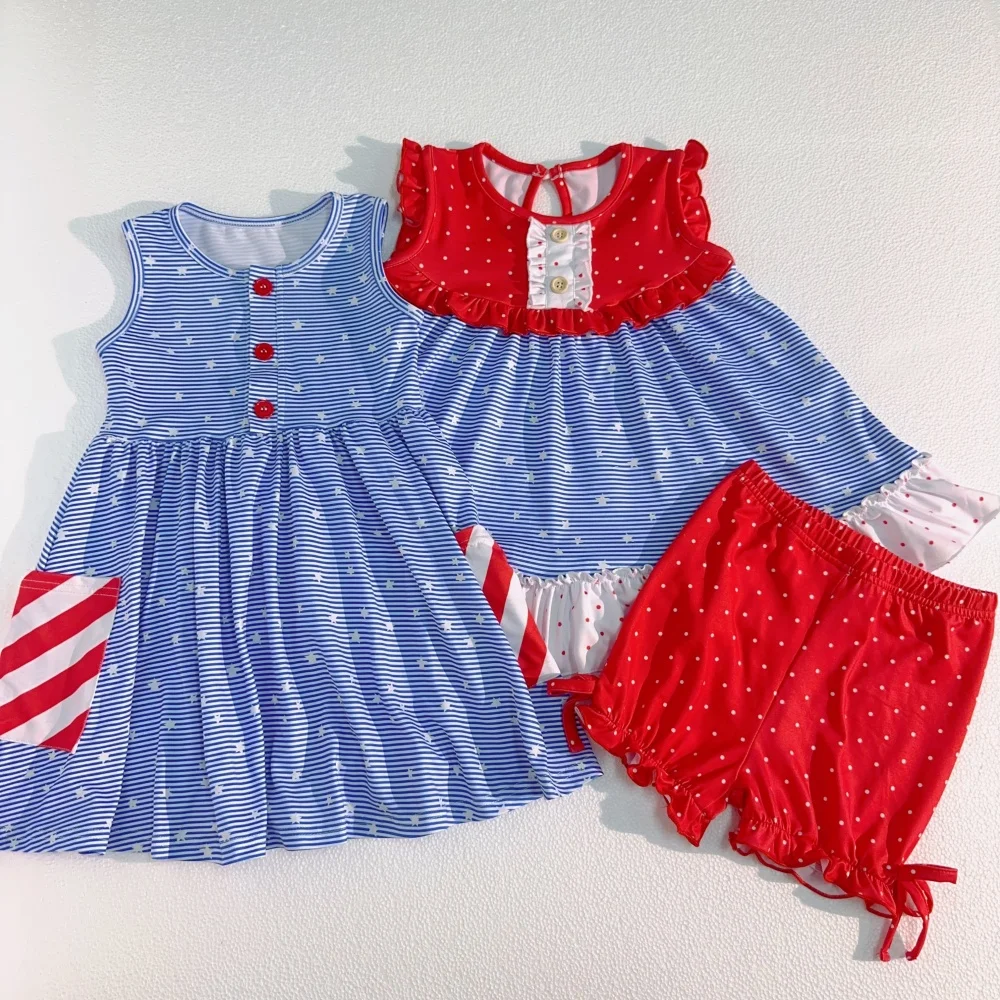 Hot Sale American Girls Flag Dresses Baby Girl Sleeveless 4th Of July Girls Clothing Baby Dress