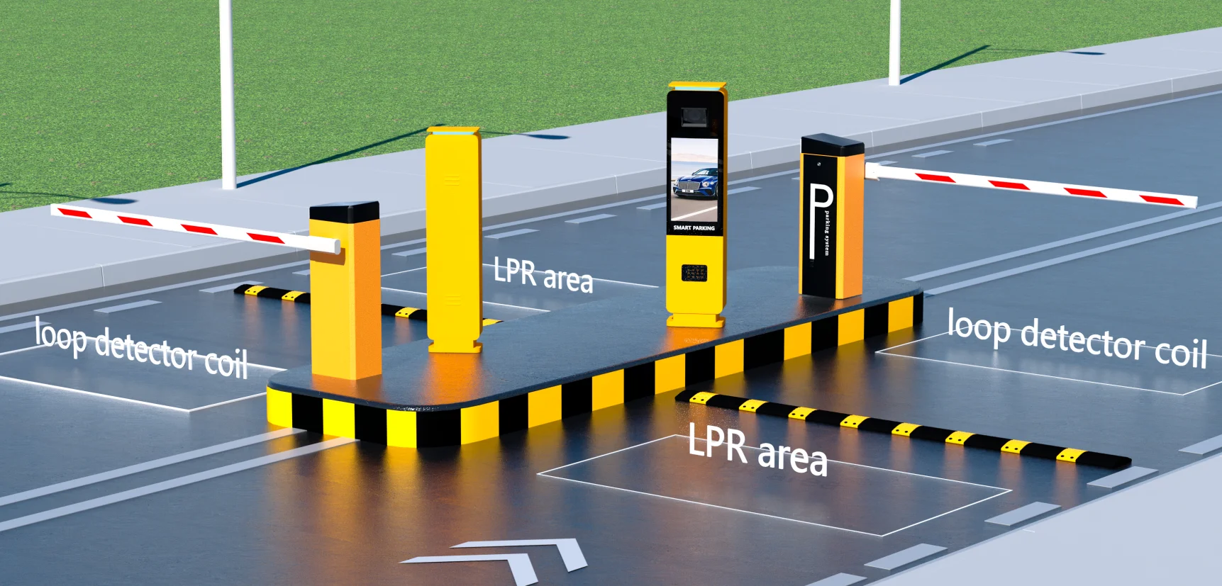 Intelligent Parking System LPR /ANPR /ALPR camera with traffic barrier Car park ticket dispenser plate number barrier toll gate