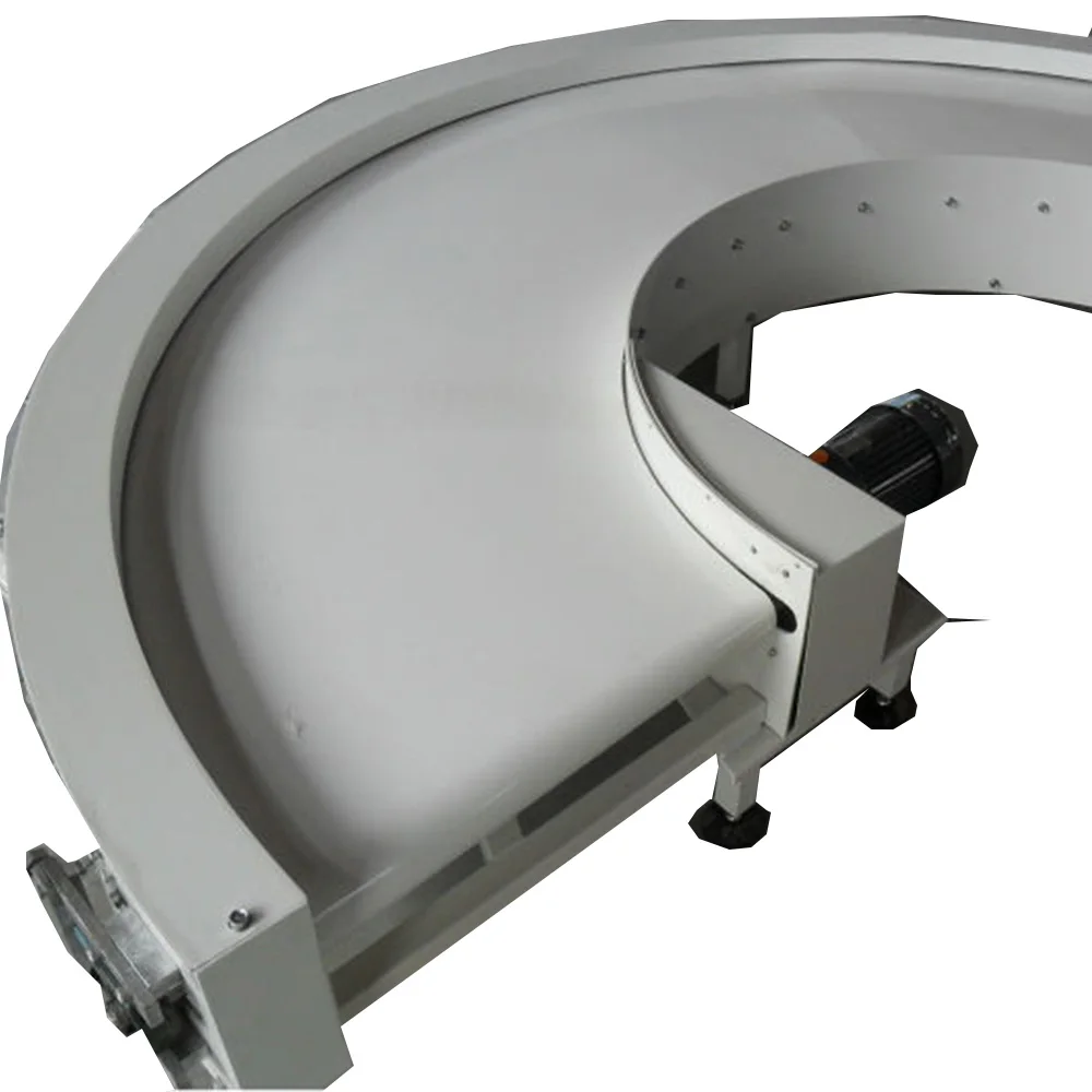 Ленточный конвейер 90 градусов с полиуретановой лентой белого цвета